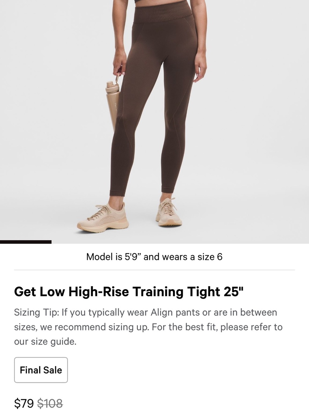 lululemon athletica Get Low High-Rise Training Tight 25" - Brown